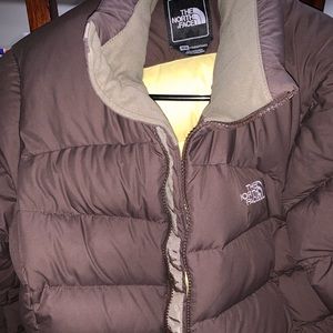 Brown north face bomber jacket